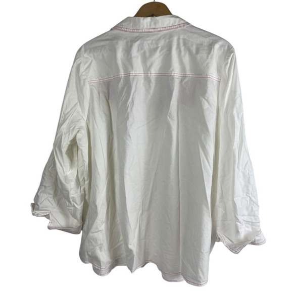 Bob Mackie Embroidered Blouse Button Up White Country Western Cottagecore 2X - Picture 9 of 13